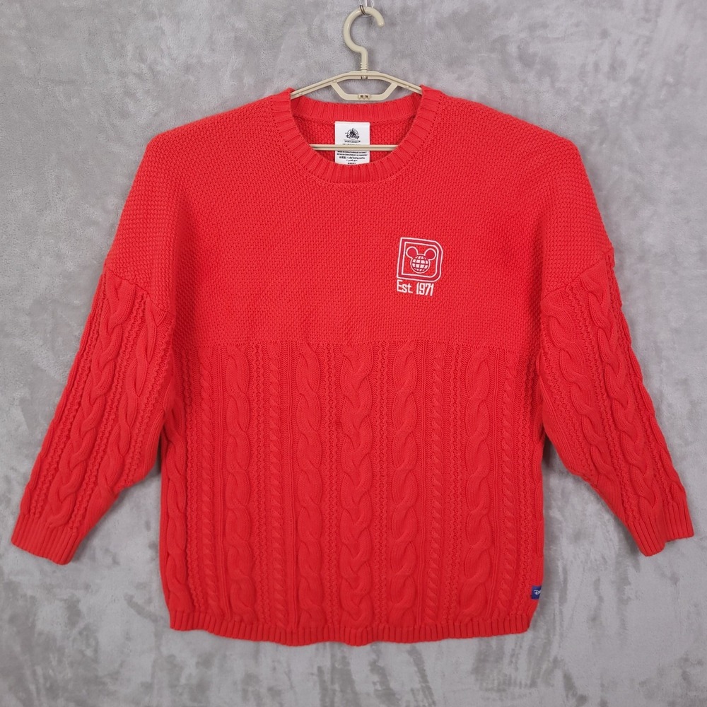 Walt Disney World Spirit Jersey Cable Knit Sweater Jumper Size Large Pullover